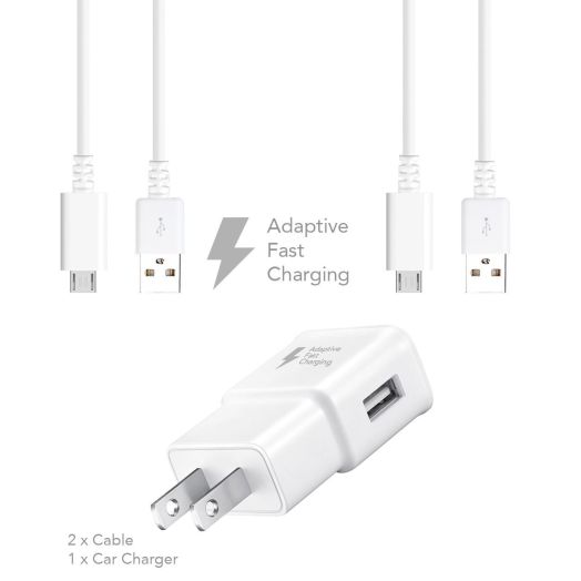 Ixir Samsung Galaxy S5 Charger Fast Micro USB 2.0 Cable Kit by Ixir - {Fast Wall Charger + 2 Cable}