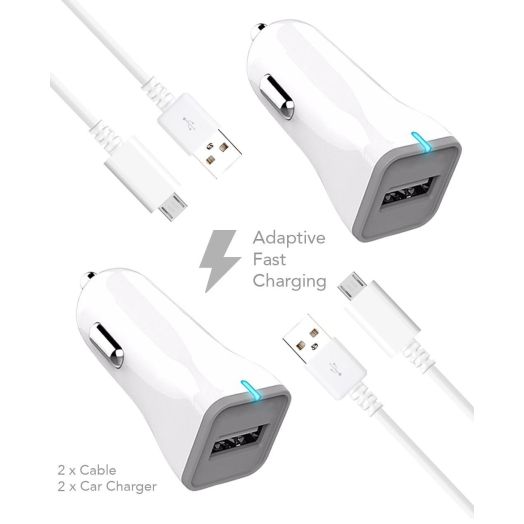 Ixir LG Optimus F3 Charger Micro USB 2.0 Cable Kit by Ixir - (Car Charger + Cable) True Digital Adaptive Fast Charging uses dual voltages for up to 50% faster charging!