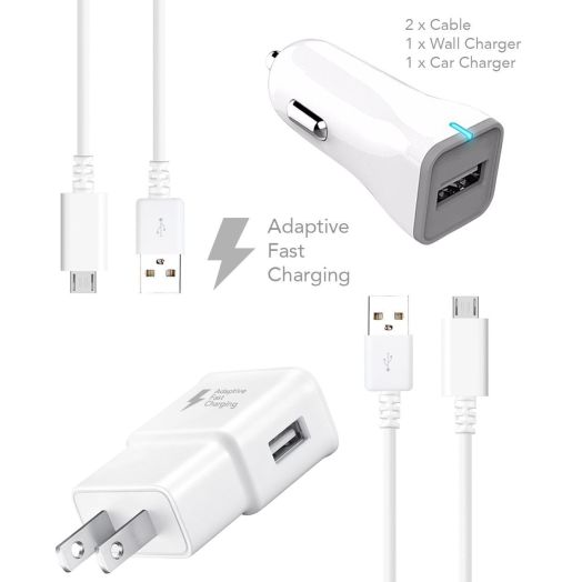 Ixir LG G Vista 2 Charger Fast Micro USB 2.0 Cable Kit by Ixir - {Fast Wall Charger + Fast Car Charger + 2 Cable}