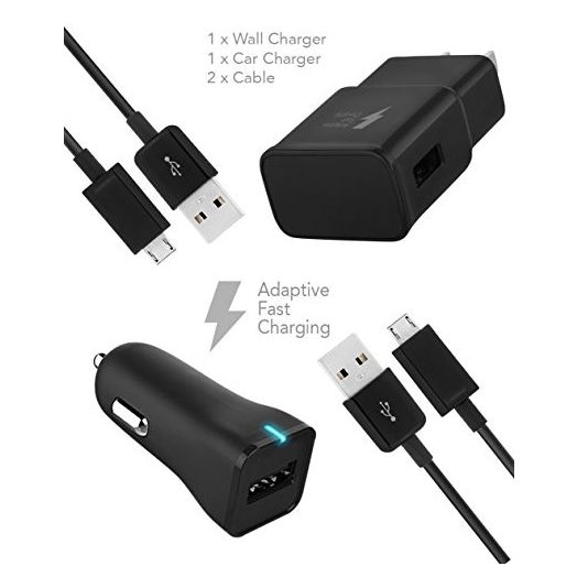 Ixir Motorola Moto X Force Charger Micro USB 2.0 Cable Kit by TruWire - {Wall Charger + Car Charger + 2 Cable} True Digital Adaptive Fast Charging uses dual voltages for up to 50% faster charging!
