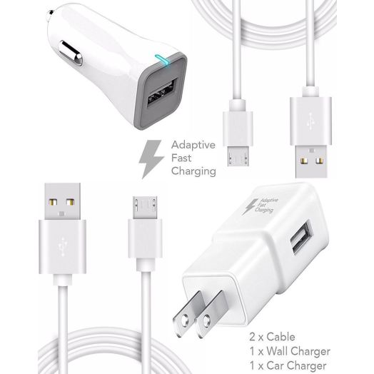 Ixir HTC ThunderBolt 4G Charger Micro USB 2.0 Cable Kit by Ixir - {Wall Charger + Car Charger + 2 Cable} True Digital Adaptive Fast Charging uses dual voltages for up to 50% faster charging!