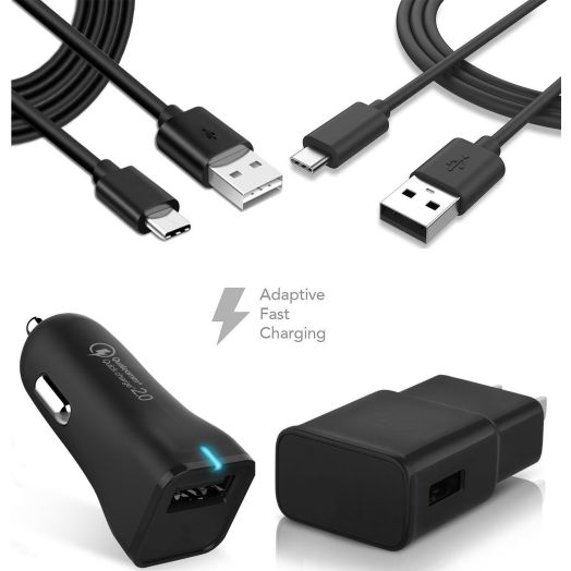 Ixir Motorola Moto Z Charger Fast Type-C 3 ft 2.0 Cable Kit by TruWire - (1 Fast Car Charger+ 1Wall Charger+2 Type-C Cables) True Digital Adaptive Fast Charging up to 50% faster!