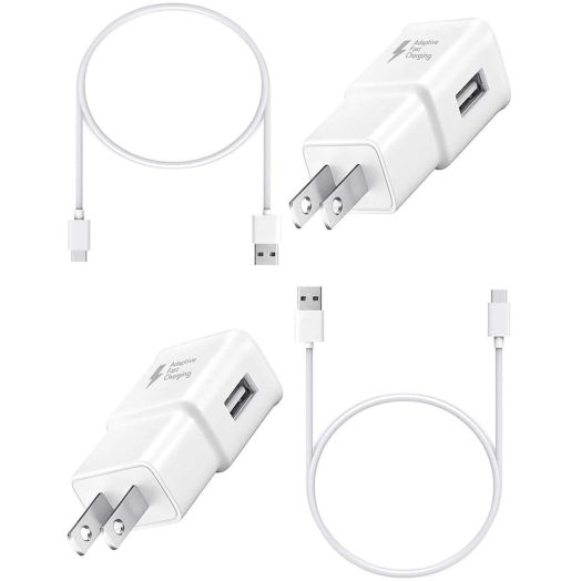 Ixir Samsung Galaxy S8 Charger! Adaptive Fast Charger Type-C Cable {2 Wall Chargers + 2 Type-C Cables} True Digital Adaptive Fast Charging uses dual voltages for up to 50% faster charging!