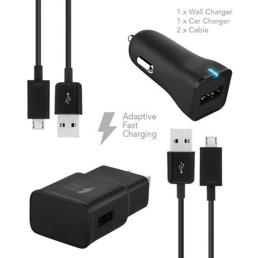 Ixir Motorola Moto G Charger Micro USB 2.0 Cable Kit by Ixir - {Wall Charger + Car Charger + 2 Cable} True Digital Adaptive Fast Charging uses dual voltages for up to 50% faster charging!