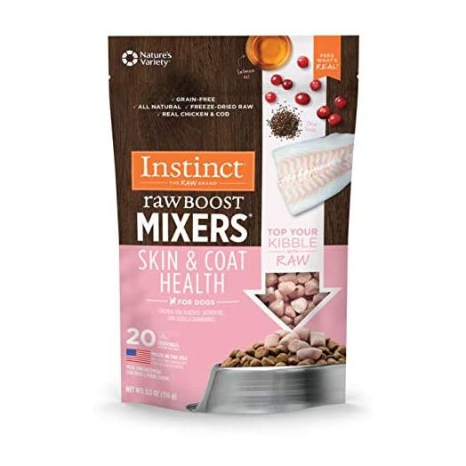 Instinct Freeze Dried Raw Boost Mixers Grain Free Skin & Coat Health Recipe All Natural Dog Food Topper, 5.5 oz. Bag
