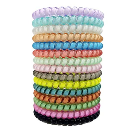 15 Pcs Spiral Hair Ties, Candy Color Coil elastics Hair Ties, No Crease Hair Coils