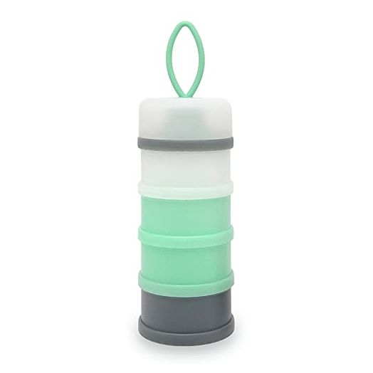 LADISO Formula Dispenser Container, Portable Milk Powder Dispenser, Baby Feeding Travel Storage Container, Non-Spill Stackable Baby Snack Storage Container, BPA Free, 4 Compartments