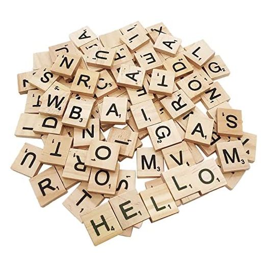 MYYZMY 300 Pcs Scrabble Letters, Wood Scrabble Tiles for Crafts Making Crossword Game