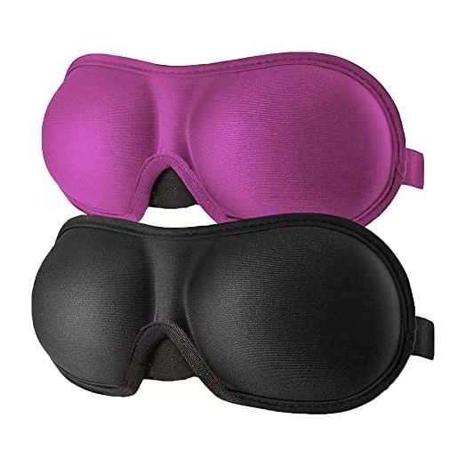 REEBENT 3D Eye mask for Sleeping,Machine Washable, Sleep Mask for Women, Blinder Blindfold Airplane with Travel Pouch (Black+Rose)