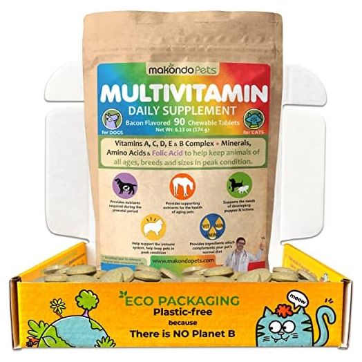 Prenatal Dog Vitamins – Multivitamin for Dogs and Cats with Folic Acid, Minerals and Amino Acids. Ideal for Pregnant, Breast Feeding and Newborn Pets – Senior Dog Supplement, Complete Puppy Vitamins.