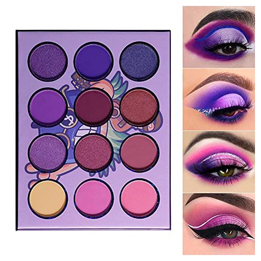 DE'LANCI Purple Eyeshadow Palette-Hawaii Blueberry Matte and Shimmer 12 Colors,Ultra Pigmented Professional Electric Purple Mini Makeup Pallet, Blendable Vibrant Duo Chrome Violet Eye Shadow Palettes