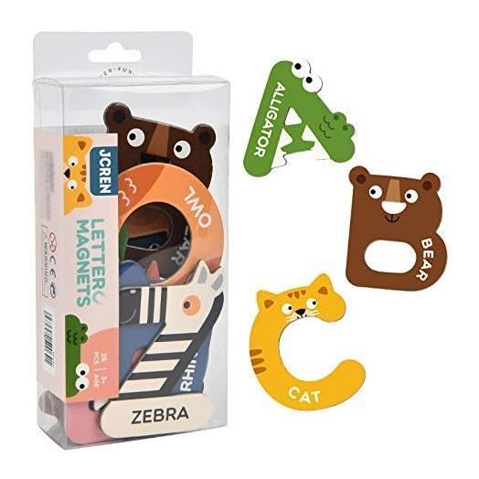 JCREN Jumbo Magnetic Letters Animals Alphabet Toys,Fridge Magnets Stick Large ABC Alphabet Uppercase Toy Set Preschool Learning Spelling Refrigerator Gift for 3 4 5 Year Old Toddler Kids Boys Girls