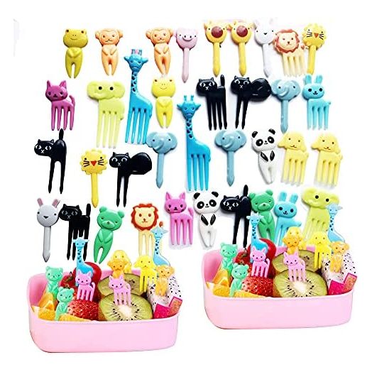 36 Pcs Animal Food Picks for Kids, Cute Cartoon Animal Fruit Food Toothpicks, Reusable Lunch Picks for Kids Bento