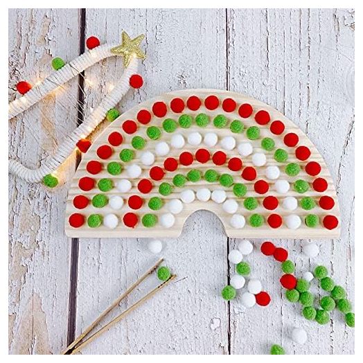 Wooden Peg Board Beads Game Color Clip Bead Puzzle Sorting Toys Counting Matching Game Beads Early Education Board Game Fine Motor Skill Montessori Toys for Toddlers (Christmas)