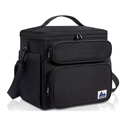 Lunch Bag, Lunch Box for Men Women, Insulated Lunch Bag 24-Can (16L) for Office Work School Picnic Beach, Large Lunch Bag Heavy Duty Leakproof Cooler Bag,Black