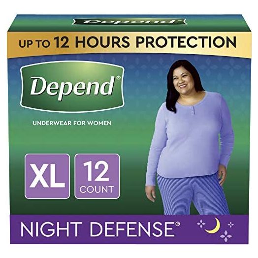 Depend Night Defense Adult Incontinence Underwear for Women, Disposable, Overnight, X-Large, Blush, 12 Count (Packaging May Vary)