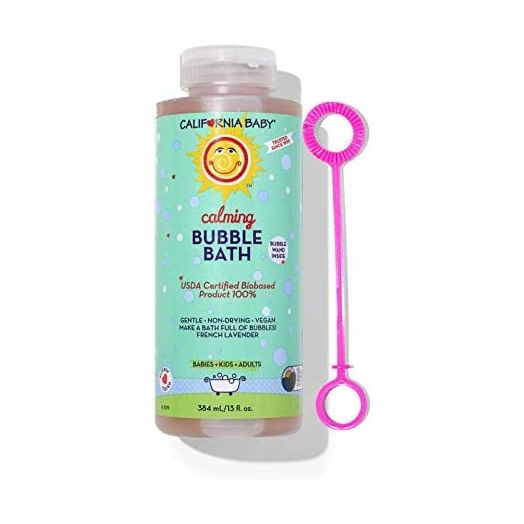 California Baby Calming Bubble Bath - Calming Scent of Lavender & Clary Sage Essential Oils, Perfect Before Bedtime, 100% Plant-Based - USDA Certified, Calming, 13oz
