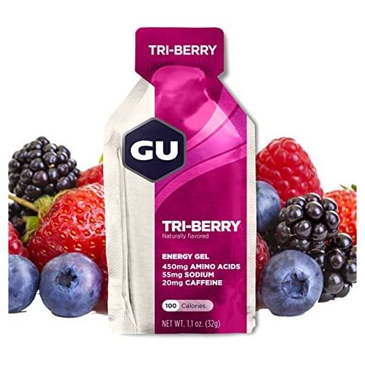GU Energy Original Sports Nutrition Energy Gel, 8-Count, Tri-Berry