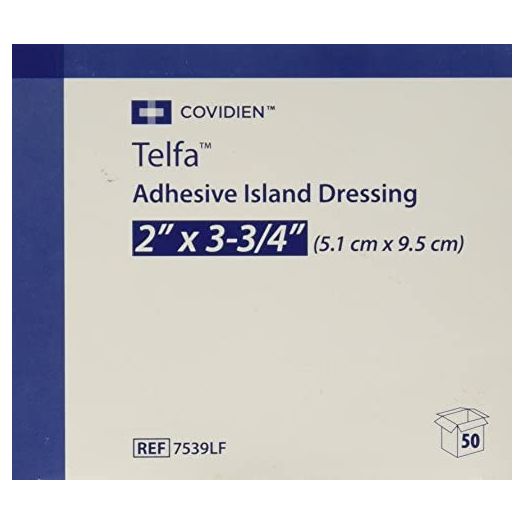 7539LF Telfa Island Wound Dressing, Latex Free, Sterile Gauze 2 x 3-3/4 Inch, Adherent 50 Per Box. 7539LF by