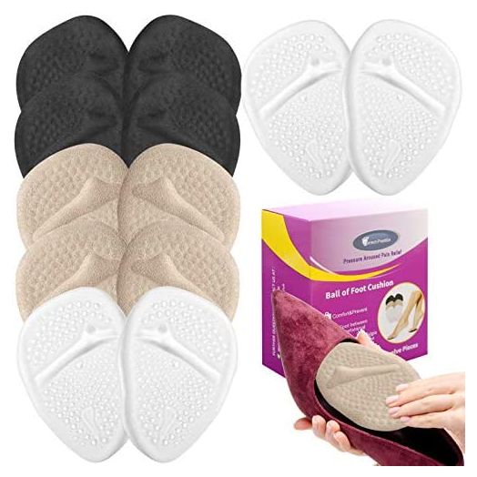 Metatarsal Pads Ball of Foot Cushions for Women, 6 Pairs Forefoot Pads Gel Foot Cushion Pads Professional Reusable All Day Pain Relief Comfort Metatarsal Pad Shoe Inserts