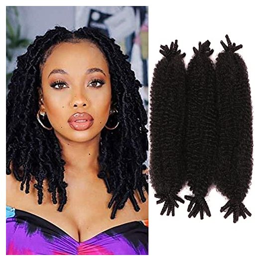Seimainurs 3 Packs Afro Kinky Curly Springy Afro Twist Hair For Distressed Locs Butterfly Locs Crochet Hair Soft Spring Twist Marley Braiding Hair Extensions for Black Women