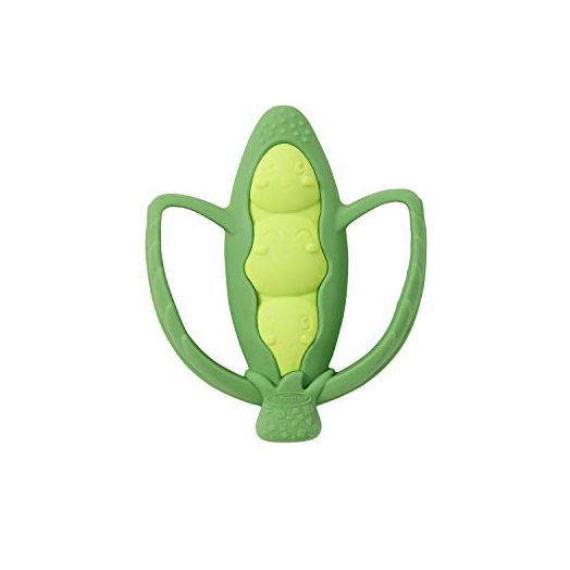 Infantino Lil' Nibble Teethers Pea Pod - Silicone Soft-Textured teether for Sensory Exploration and Teething Relief, with Easy to Hold Handles, Green