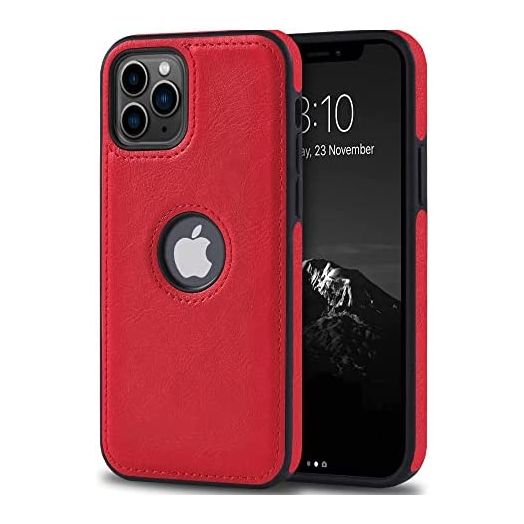 DOGODON Design Compatible with iPhone 11 Pro Case Luxury Leather Business Vintage Slim Non-Slip Soft Grip Shockproof Protective Cover (2019) 5.8 Inch (Red)