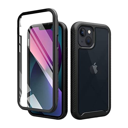 TRUIRON [10FT Drop Tested] for iPhone 13 Mini Case with Built-in Screen Protector Full-Body Rugged Clear Case Heavy Duty Cover 2021 5.4 Inch (Black)