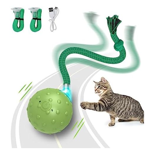 Upgrade Interactive Cat Toys Ball, Motion Activated Electric Rolling Ball Toys for Cats/Kitty, Pets Smart Automatic Teaser, USB Rechargeable