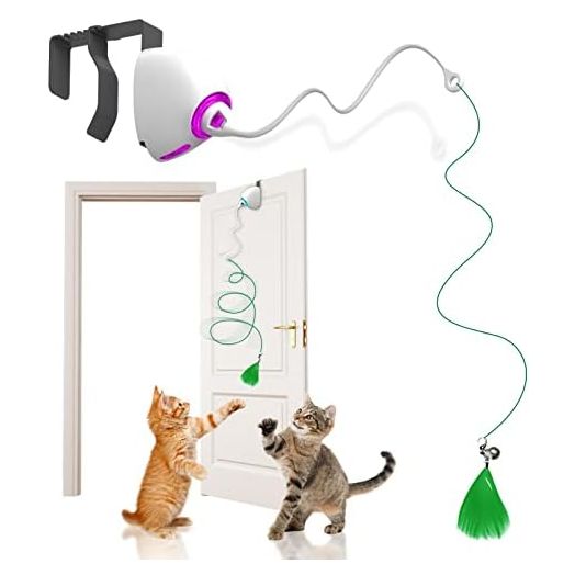 Cat Toys Hanging Door Automatic Cat Toy Interactive Elastic Rope with Feather, Cat Catching Game Door Hanger (Hanging cat Toy)