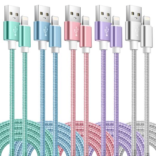 iPhone Charger Cable 5Pack3/3/6/6/10FTiPhone Charger Cord MFi Certified Lightning Cable, Fast iPhone Charging Cord Nylon Braided USB Lightning Cable Compatible iPhone14 13 12 11/ XS/Max/XR/X/8/7//6/
