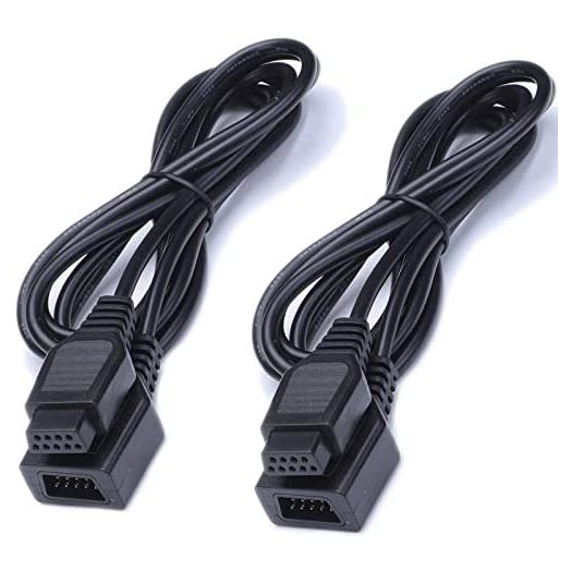 JoFong 9 Pin Controller Extension Cable for AV 620 HD 621 HD 821 Classic Retro Game Console Plug and Play Wired Video Game Controller Gamepad Extension Cable 5.8FT 2-Pack Black