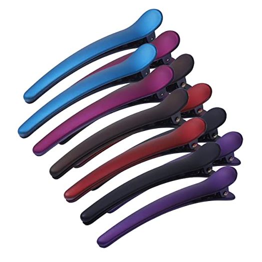 BMAMBAS Hair Clips for Styling Salon Sectioning Non-Slip Colorful Plastic Duckbill Alligator Hair Barrettes Pins for Thick and Thin Hair (12PCS COLORED)