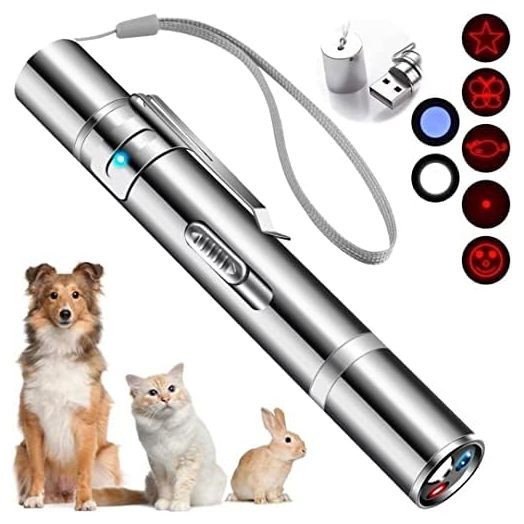 Cyahvtl Laser Pointer, Cat Toys for Indoor Cats, Kitten Dog Pen Toy, Red Dot LED Light Pointer Interactive Cats Dogs, USB Charging, 5 Switchable Patterns