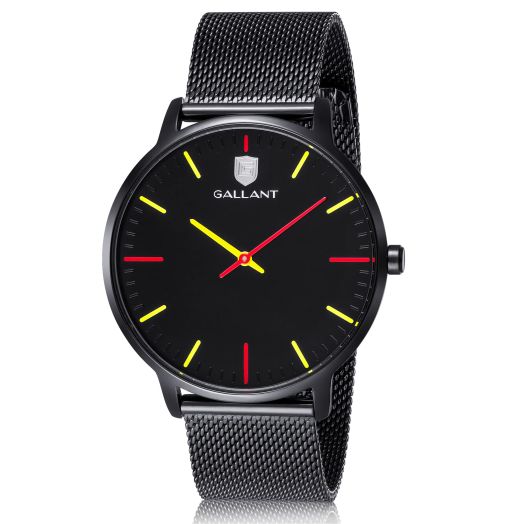 G GALLANT Mens Quartz Watch, Unisex Wrist Watch Stainless Steel Mesh Watches Casual Minimalist Wristwatch Waterproof Watch with Mesh Strap Bracelet Black