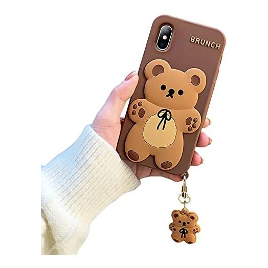 Razstorm Design for iPhone X & iPhone Xs Case 3D Cartoon Animal Character Soft Silicone Kawaii Girls Women Teenager Shockproof Rubber Cover (2018, 5.8”) (with Small Bear Pendant)
