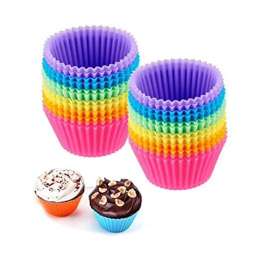 JEWOSTER Reusable Silicone Cupcake Baking Cups, 2.75 inch (24 Pack)