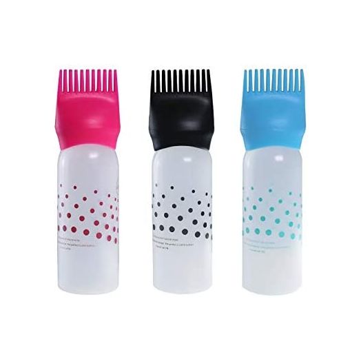 Poitemsic 3pcs 6oz Hair Color Oiling Bottles Root Comb Squeeze Applicator Bottles With Dots For Hair Coloring Dye Hair Oiling Care,Hair Bleach