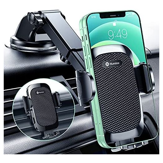 Humixx Car Phone Holder Mount [Military-Grade Super Suction & Stable] Universal Hands-Free Cell Phone Holder for Car Dashboard Windshield Air Vent Car Mount for iPhone Samsung All Smartphones & Cars