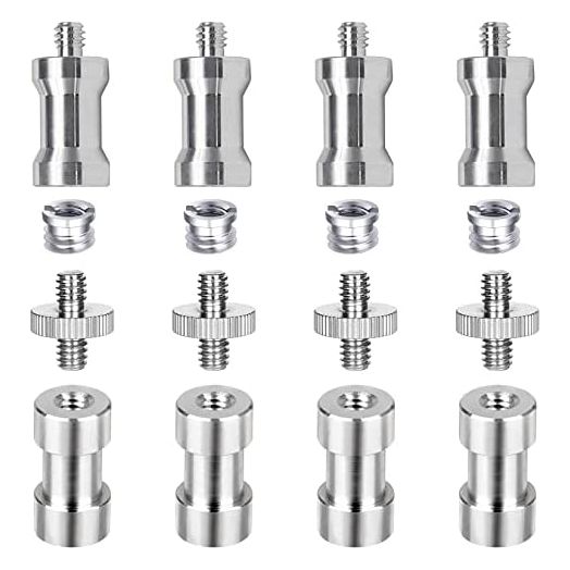 Camera Screws Kit, PAMOWO 16Pcs Tripod Mount Screw Adapter 1/4" to 1/4" Threaded Ring Screw Converter Pack, 1/4" to 3/8" Nut for DSLR Camera/Tripod/Monopod/Ballhead/Flash Light/Quick Release Plate