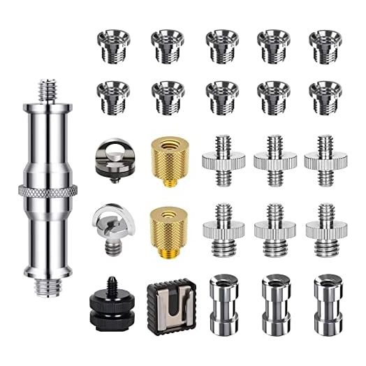Camera Screw Mount Set, PAMOWO 26Pcs 1/4 Inch and 3/8 Inch Converter Threaded Screws Adapter Flash Shoe Mount for DSLR Camera/Tripod/Monopod/Ballhead/Flash Light/Quick Release Plate