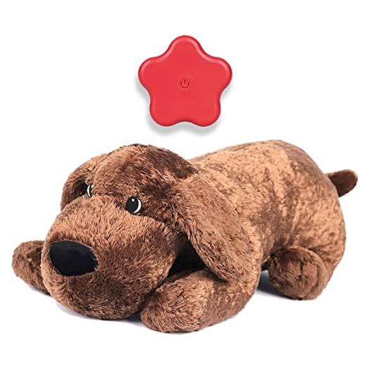 Dog Heartbeat Toy for Puppy Anxiety Relief, Heartbeat Stuffed Animal Heartbeat Plush Toy for Small, Medium, and Large Dogs (Brown)