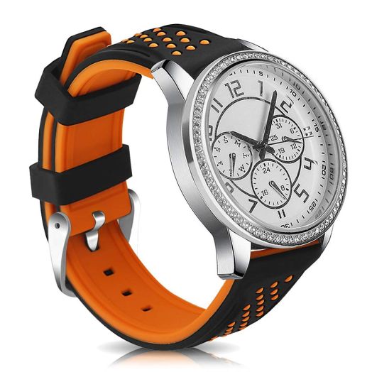 Quick Release Silicone Watch Bands Divers Model Replacement Rubber Watch Strap 20mm 22mm 24mm 26mm Waterproof dot Bicolor Silver Buckle for Men and Women Sport (24mm, Orange)