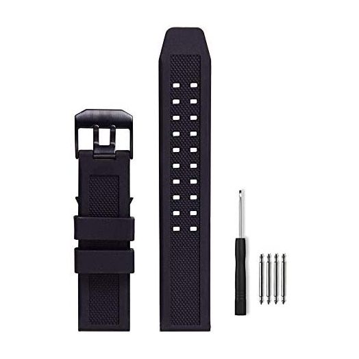 23mm Rubber Watch Strap Fits Luminox 3050 8800 3950 Series Silicone Replacement Band with Black/Silver Buckle Waterproof