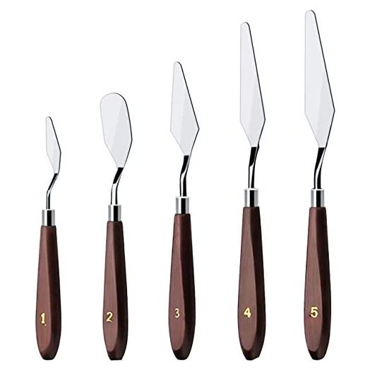 AIKEFOO Cake Cream Spatula Set, Stainless Steel Frosting & Icing Scraper (5 Pieces)