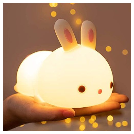 One Fire Night Light for Kids, Bunny Lamp Cute Lamp, 7 Colors Kids Night Light for Kids Room, Cute Kawaii Room Decor Teen Girl, Nursery Battery Toddler Baby Night Light Bunny Night Light Kawaii Gift
