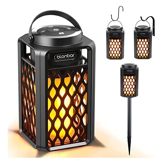 Blonbar Led Flame Speaker, Outdoor Bluetooth Speaker with Torch Atmosphere and Outdoor Portable Stereo Speaker with HD Audio for Patio/Porch/Home Decor, Gifts for Men Women Couples Dads Moms