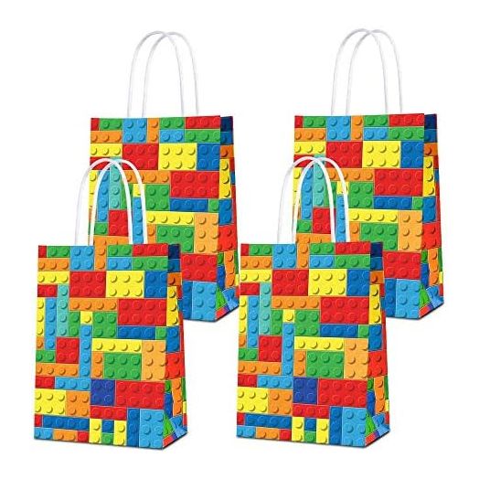 16 PCS Party Favor Bags for Building Blocks Party Supplies, Party Gift Goody Treat Candy Bags for Building Blocks Party Favors Decor for Building Blocks Themed Birthday Decorations