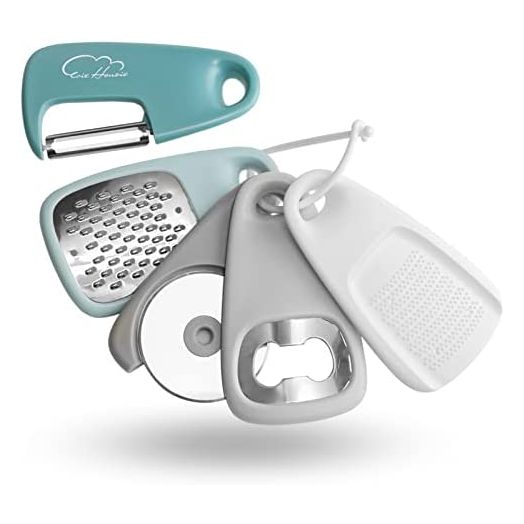 Esie Houzie Kitchen Gadgets Set, Cheese Grater, Peeler, Pizza Cutter (5 Pieces)