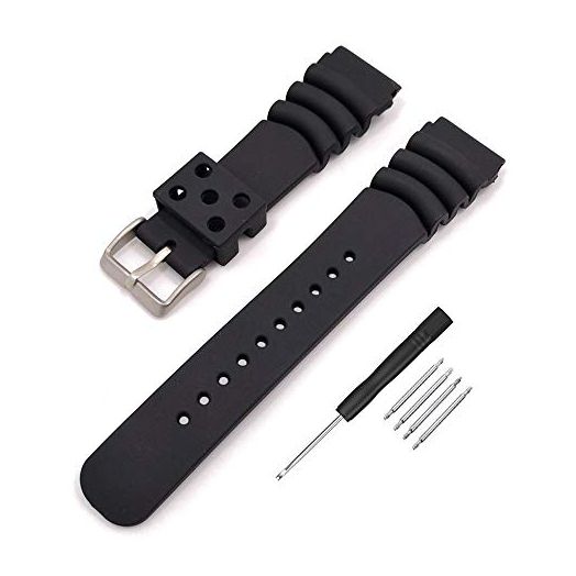 Rubber Curved Line Watch Band 20mm 22mm 24mm Divers Model (22mm)